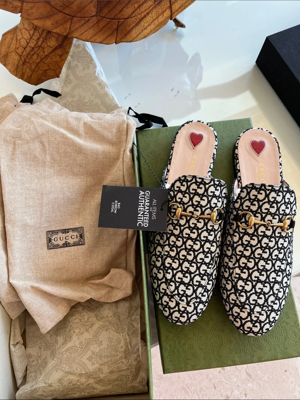 $990 BRAND NEW IN BOX authentic Gucci GG Canvas Princetown Mules Size 8.5 / 38.5 - Picture 11 of 17